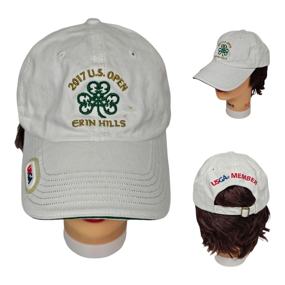 USGA Member Golf Hat 2017 US Open Erin Hills Hook & Loop Adjustable‎ Cap White